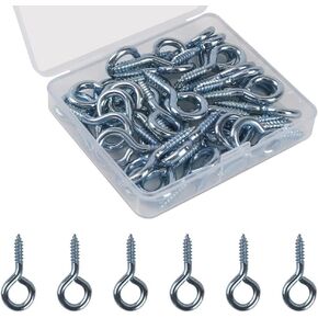 Eye Screws, Screw Eyes Hooks Heavy Duty Screw Eyes Bolts with Closed Loop for Wood, Wall Mounting, Hammock Stand, Indoor & Outdoor Use (12pcs-49mm)