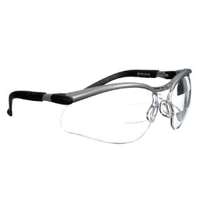 3M Safety Glasses, BX Dual Readers, +2.0, ANSI Z87, Anti-Fog Clear Lens, Silver/Black Frame, Adjustable Length Temples and Lens Angle