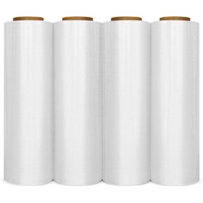 AMERIQUE Shrink Wrap 4 عبوات (4000FTX18 "، إجمالي 25.2 رطل): غلاف بلاستيكي قابل للتمدد - غلاف مطاطي يدوي قوي صناعي، 18 بوصة × 1000 قدم لكل لفة، فيلم منكمش بقياس 80 / غلاف منصة نقالة - شفاف in Kuwait