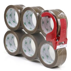 BOMEI PACK Brown Packing Tape 2inch, Heavy Duty 6Rolls Refills with 1 Dispenser for Box Packaging, Shipping and Moving Sealing, 2.4Mil Thick, 60 Yards per Roll