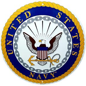 U.S. Navy Emblem 12" Round Metal Sign, Made in USA
