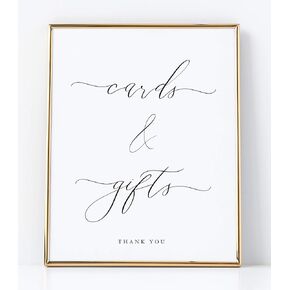 Cards and Gifts Sign for Wedding Ceremony and Reception White Sign with Black Lettering Printed on Professional Thick Linen Cardstock White Wedding Decoration UNFRAMED Elegant Minimalist Style
