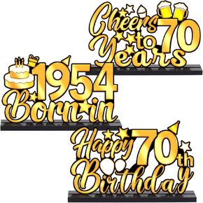 3 Pieces Happy 50th Birthday Party Table Decorations-Born in 1974, Cheer To 50 Years Table Centerpiece Sign Wooden Birthday Presents Congrats for Birthday Party Dinner Table Topper Favors