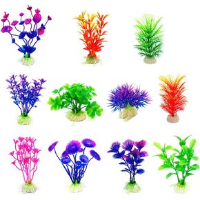 CousDUoBe 17 Pack Fish Tank Plants, Small Aquarium Plants Artificial, Used for Household and Office Aquarium Decoration