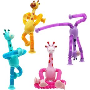 SUPIKIN Pop Tubes Fidget Toy, 9 PCS Alpaca Robot Pop Tubes Sensory Toys for Kids, Cute Suction Cup Telescopic Pop Tubes for Boys Gilrs for Party Favors (9PCS)