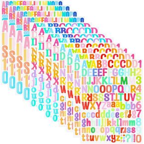 LOKIPA 1512 Letter Stickers, 12 Sheets Alphabet Stickers Vinyl Letter Stickers for Sign,Notebook, Classroom Decor, Door