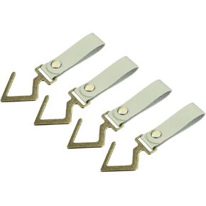 MECCANIXITY PU Leather S Shelf Hooks Camping Hook Hanger Metal Outdoor Accessories for Hanging Pots Pans Utensils, Green Pack of 4