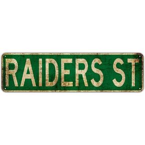 EYSL Raiders St Street Vintage Tin Sign Retro Street Man Cave Wall Decor Sign 4x16 Inch