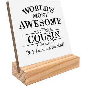 kunlisa Cousin Gifts for Women, Friendship Gifts for Cousins, Gifts for Cousins Female, Cousin Gifts from Cousin, Cousins by Blood Sisters by Heart Friends by Choice Floral Wood Plaque Sign