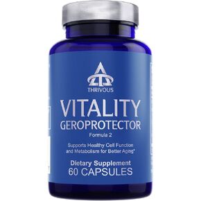 Thrivous Vitality - Enhance Cell & DNA Function for Better Aging - Advanced Natural Geroprotector Supplement: Berberine, Milk Thistle, CoQ10, Mirtoselect Blueberry Anthocyanin - 60 Capsules