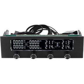 5.25 inch Fan Speed Controller, CPU Temperature Controller, Intelligent Detection PC Computer Cooling Fan Speed Governor, Front Panel LCD Display