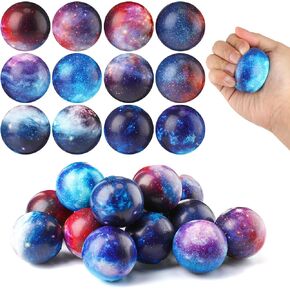 Libima 120 Pcs Galaxy Stress Balls 2 Inches Squeeze Anxiety Fidget Sensory Balls Space Theme Squeeze Stress Relief Balls for Christmas Birthday Party Exercise School Gifts Carnival Gift Supplies