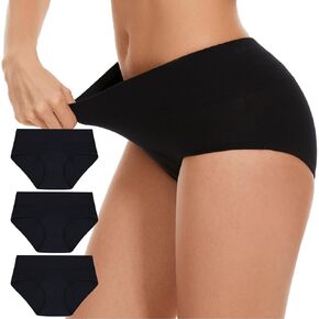 Washable Incontinence Underwear for Women - Cotton Leakproof Ladies Underwear with Full Coverage & Protection, 80ml Absorbency (Black, M)