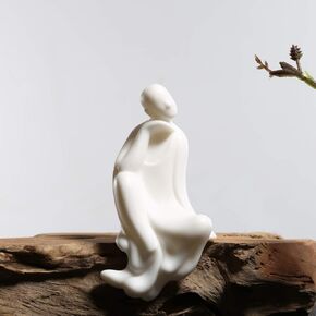 KJYHXX White Ceramic Little Monk Furniture Handmade Home Deco Creative Gift (Zen)