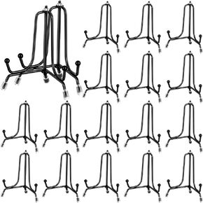 18 Pcs Anti Slip Plate Stands for Display, 4 6 8 Inch Plate Holder Display Stand, Black Iron Easel Plate Holder Picture Frame Holder Stand for Display Decorative Plate Photo Tabletop and Artworks