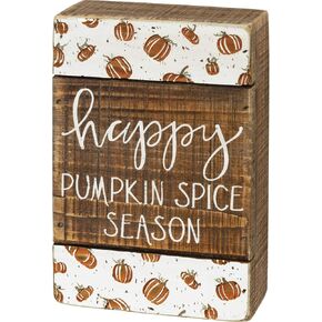 Primitives by Kathy Rustic Fall Box Sign - Happy Pumpkin Spice Season - 4x6 Inches