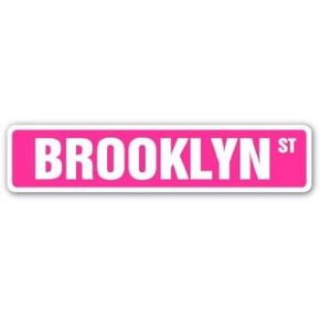 Brooklyn Street Sign Pink Name Kids Childrens Room Door Bedroom Girls Boys Gift