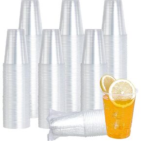 Vplus 500 Pack 9 OZ Individually Wrapped Plastic Cups,Clear Plastic Cups Disposable, Cleaner Plastic Drinking Cups for Wedding Thanksgiving Christmas Party