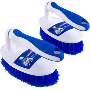 MR.SIGA Heavy Duty Scrub Brush with Comfortable Grip, Cleaning Brush for Bathroom, Shower, Sink, Floor, 2-Pack