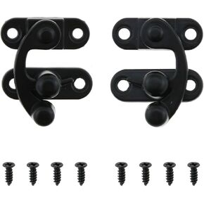 MEETOOT 2PCS 32.4mm/1.27inch Swing Arm Cowl Black Zinc Alloy Antique Hook and Loop Padlock Hook and Loop Suitable for Jewellery Box Wooden Case Suitcase and Tool Box