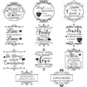 Whaline 11 Sheets Vintage Word Rub on Transfers for Furniture and Crafts Black Warm Letters Rub on Transfer Furniture Stickers Decals for School Home Office DIY Art Craft Decor, 5.5 x 5.5 Inch