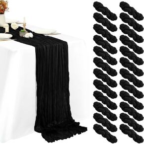 24 Packs Black Cheesecloth Table Runner 20x70 inch Long Gauze Table Runner,Semi Sheer Boho Cheese Cloth Fabric Table Runner Bulk for Wedding,Bridal Shower,Birthday,Party Table Decor. in Kuwait