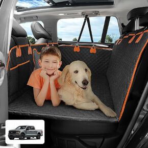 Rengue Back Seat Extender,Dog Car Seat Cover for Back Seat Waterproof with Mesh Window and Storage Pocket Dog Car Hammock with Universal Size for Cars/Trucks/SUV