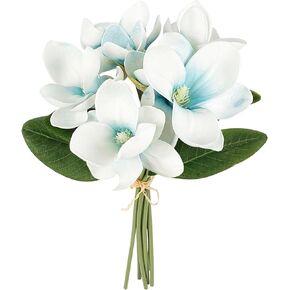 Artificial Magnolia Flowers, Fake Blue Flowers Magnolia Flower Bouquet Floral Arrangement for Home Office Party Wedding Table Centerpiece