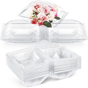 30 Pack 6x5x4 Inch Clear Plastic Flower Box for Corsage, Boutonniere, Rose, Orchid Prom Wedding Craft Container