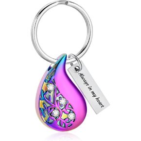 Hearbeingt Cremation Urn Keychain Teardrop Cremation Urn Memorial Keychain Ashes Keychain Cremation Jewelry for Men Women