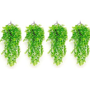 RXMOR 4pcs Artificial Eucalyptus Hanging Plants,Fake Hanging Vines Plastic Ivy Plant Faux Eucalyptu Leaves Greenery Leaf Vine for Indoor Outdoor Garden Door Wall Wedding Party decor