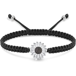 zeqingjw Sunflower Urn Bracelet for Ashes for Women Ashes Holder Urn Jewelry Black Braided Rope Adjustable Cremation Bangle Memorial Ashes Keepsake Jewelry