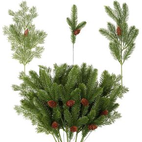 34 Pcs Christmas Artificial Pine Needles Branches with Pine Cones 16 Inch 10 Inch Greenery Pine Picks Fake Twig Garland Branches for Christmas Decoration Faux Greenery Stems for DIY Crafts, 3 Styles