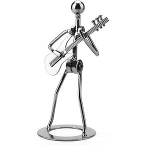 Metal Sculpture Guitar Ornaments,Figurine of Man Dancing Playing Guitar,Steampunk Metal Figurine Musician Player Collectible Figurine Ornaments Gift Iron Guitar Player Figurine Decoration