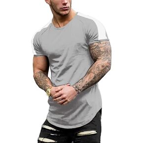 Idtswch Men's US Flag Athletic Fit T-Shirt Hipster Longline Tee Slim fit Workout Long Tail Tshirts