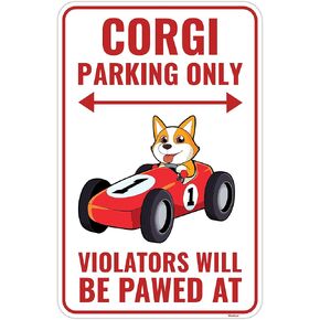 Venicor Corgi Sign Decor - 9 x 14 Inches - Aluminum - Corgi Gifts for Corgi Lovers Women - Corgi Stickers Poster Accessories Stuff