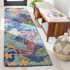 Safavieh Aspen Collection Runner Rug - 2'3" x 13', Blue & Pink, Handmade Botanical Wool, Ideal for High Traffic Areas in Living Room, Bedroom (APN524N)