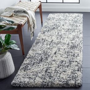 SAFAVIEH Hudson Shag Collection Runner Rug - 2'3" x 8', Ivory & Dark Grey, Modern Abstract Design, Non-Shedding & Easy Care, 2-inch Thick Ideal for High Traffic Areas in Living Room, Bedroom (SGH294A)