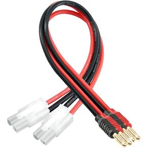 محول موصل التوصيل Laisomeke EC5، قابس ذكر EC5 إلى محول موصل ذكر الموز 4 مم مع كابل 12AWG 30 سم (11.8 بوصة) لألعاب طائرات الهليكوبتر RC، سيارة كوادكوبتر (عبوتان EC5)