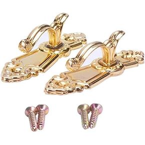 Yinpecly 2Pcs Zinc Alloy Curtain Holder Hooks Golden Vintage Drapery Holdback Curtain Tiebacks for Wall Decoration 2.95" Length with Mounting Screws