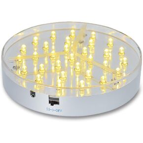 6inch LED Mirrored Centerpiece Base Under Vase Light Base Lighting for Vases Centerpieces Lamp Light Vase Battery Operated Lights with 31 LEDs for Wedding Party Decoration Warm White