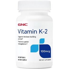 GNC Vitamin K-2 100mcg, 60 Softgels, Supports Bone-Building Process