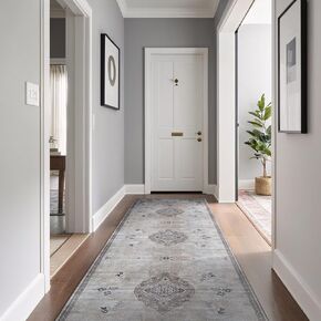 Beverly Rug Non Slip Rugs 5x7 Boho Medallion Floral Non Skid Rubber Backing Easy Silk Soft Area Rug for Living Room Easy to Clean Non Shedding Kitchen Bedroom Indoor Carpet (5 x 7 Black - White)