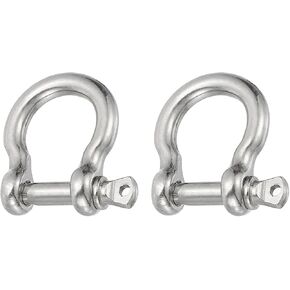 PATIKIL Screw Pin Shackle 4mm 5/32" 220lb, 2Pcs 304 Stainless Steel Forged Bow Shackle Marine Grade for Chains Wire Rope Outdoor, Silver