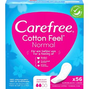 Carefree Cotton Feel Normal Panty Liners, 56 Count (Pack of 1)