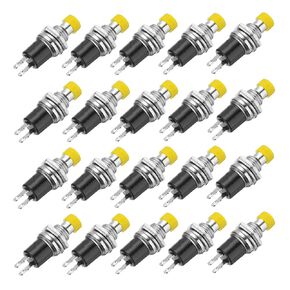 MECCANIXITY 20 Pcs 1A 250V AC 7mm Mini Momentary Push Button Switch SPST NO Yellow Switch Button with Soldering Foot for Electronic Devices