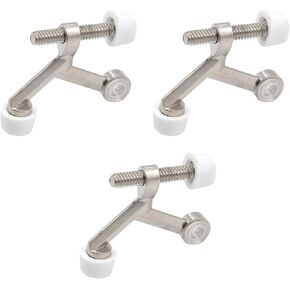 Semetall Hinge Pin Door Stopper Heavy Duty Adjustable Metal Door Stopper with Rubber Bumper(3 Pack,Silver)
