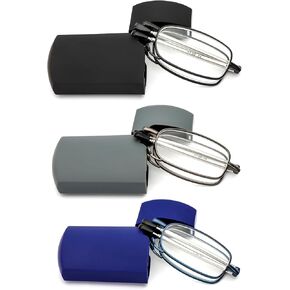 REAVEE 3 Pack Folding Reading Glasses for Men Women, Blue Light Blocking Computer Readers Spring Hinge with Small Case