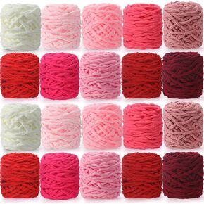 Timgle 20 Skeins 7 mm Chenille Yarn Bulky 1094 Yards Soft Blanket Velvet Yarn Thick Yarn for Knitting Weaving DIY Craft Sweater Scarf Gloves Shawl, 55 Yards Each, 20 Colors