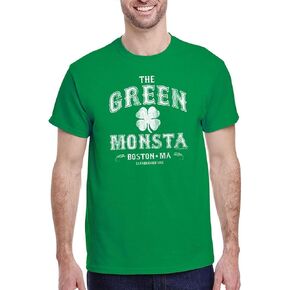 DIRTYRAGZ Green Monsta Boston Tshirt - Green Monstah Shirt for Men or Women, Baseball Gift T-Shirt